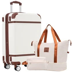 Hardshell Luggage Sets with Bags Lightweight Suitcase Double Spinner Wheels with TSA Lock ,Single Vintage Luggage 28 IN
