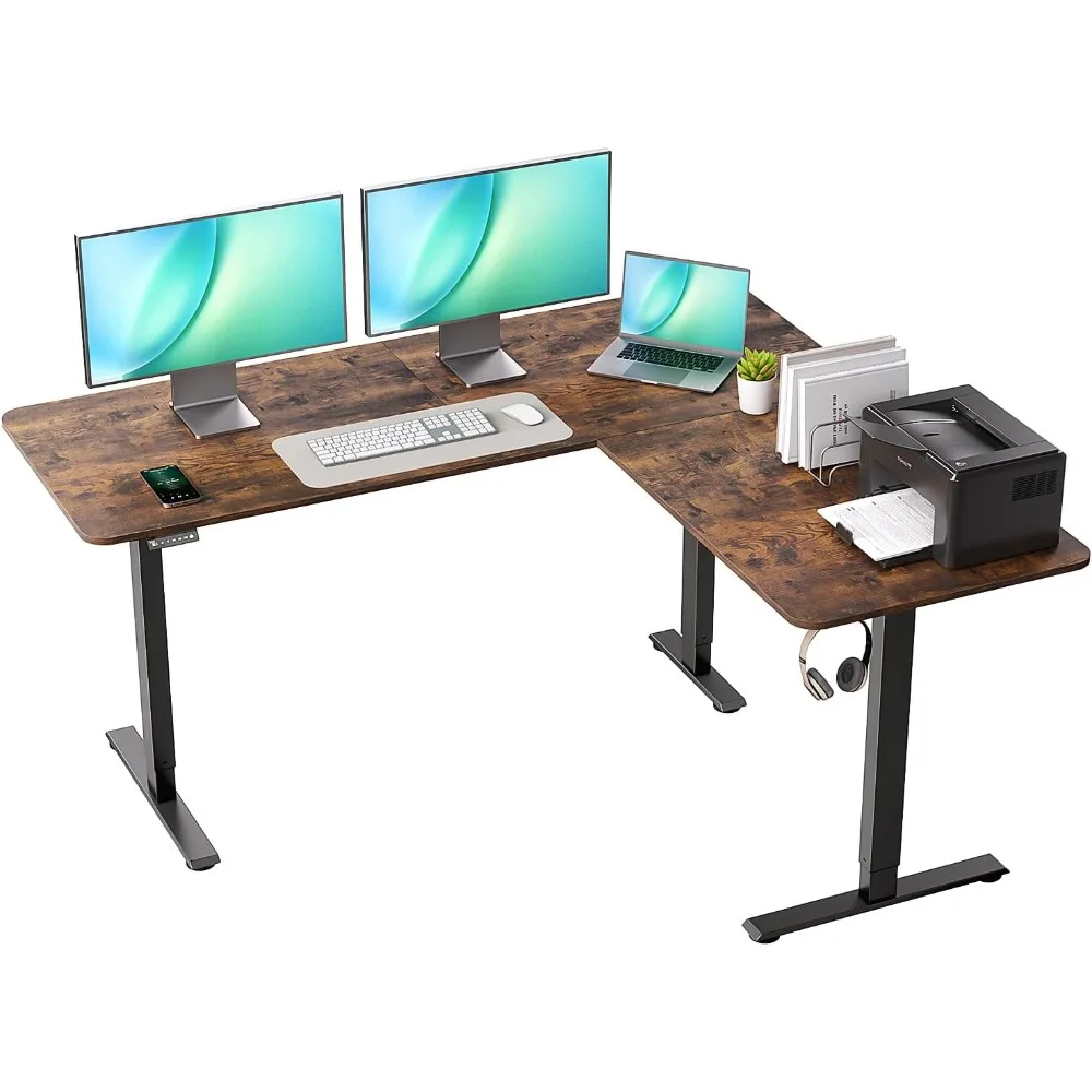 

63 x 55 Inch Electric L Shaped Standing Desk Adjustable Height, Corner Computer Desk,Home Office Desk,Sit Stand Up Desk,Large Lo