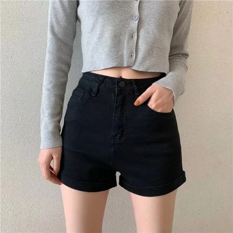 

Denim Shorts Female Jeans Summer New High Waist Loose Fit Black Slimming Casual Fashion Women Clothing