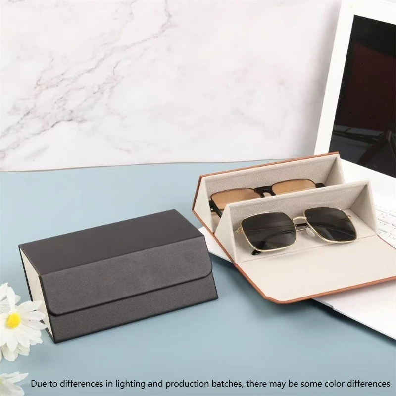 Home Storage Portable Folding Glasses Organizer 2/3/6 Multi-slot Sunglasses Storage Display Travel PU Leather Glasses Case Box