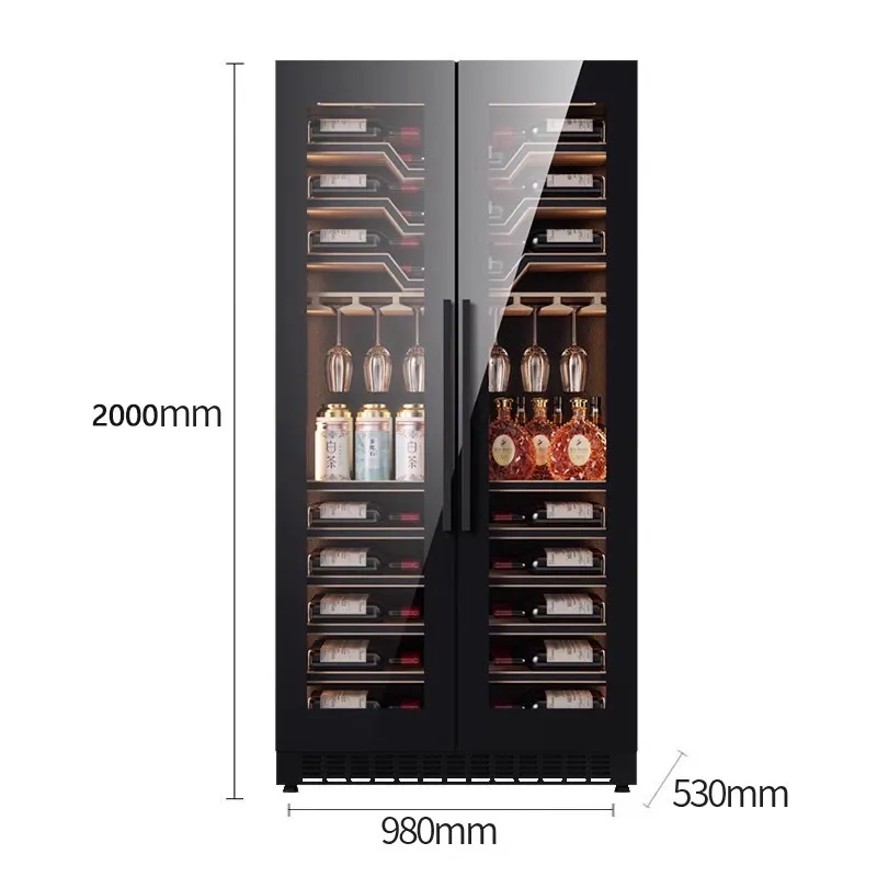 Double door ultra-thin wine cabinet frequency conversion constant temperature wine cabinet seamless embedded household wine