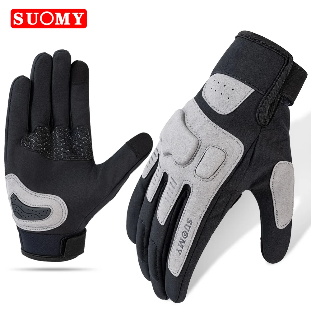 SUOMY Spring Autumn New Motorcycle Gloves Winter Warm Short Motocross Gloves Full Finger Windproof Moto Guantes Racing Gloves