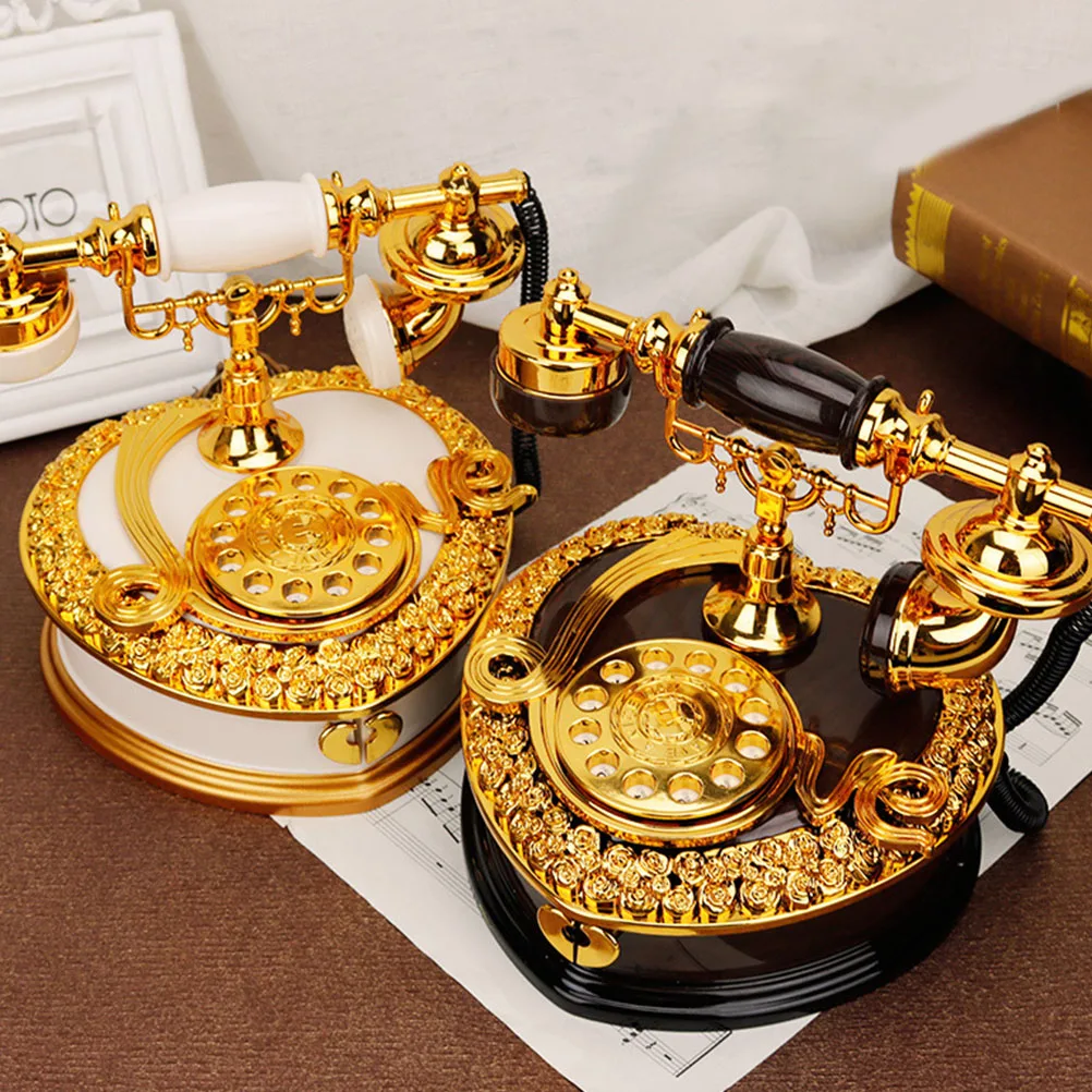 

1Pcs Vintage Telephone Musical Box Exquisite Decorative Storage Case Home Decor Desktop Storage Box Desktop Telephone Model