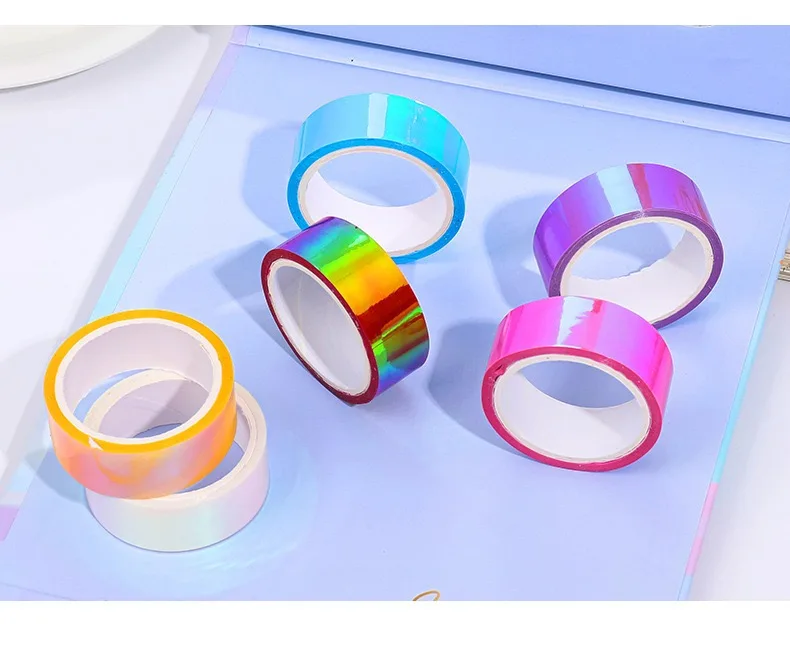 1 Roll Laser Adhesive Tape DIY Colorful Decorative Stickers Office Sticky Washi Tapes Stationery Masking Scrapbooking Girl Album