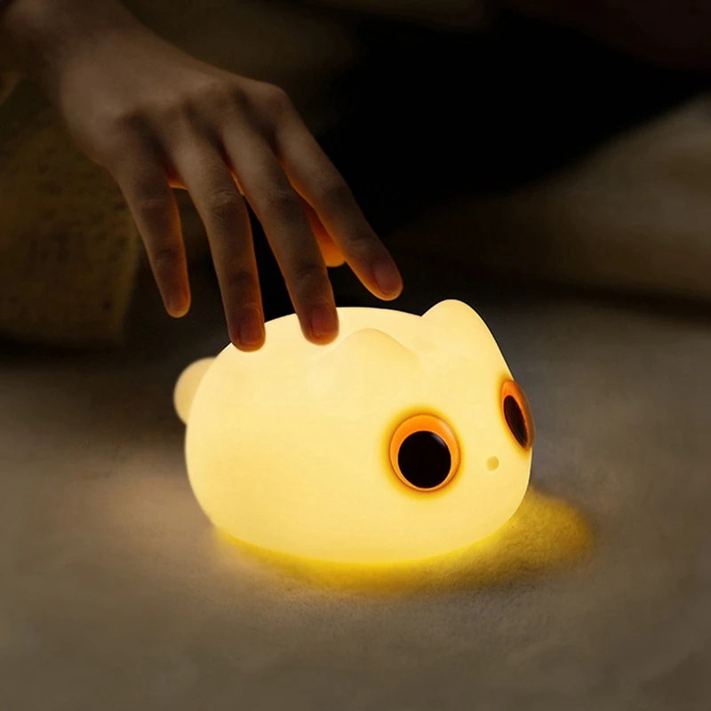 โคมไฟ USB แบบชาร์จไฟได้สำหรับแมวซิลิโคนไฟกลางคืน lampu tidur ข้างเตียงให้แมวเป็นของขวัญวันเกิดให้สัตว์เลี้ยงไฟกลางคืน