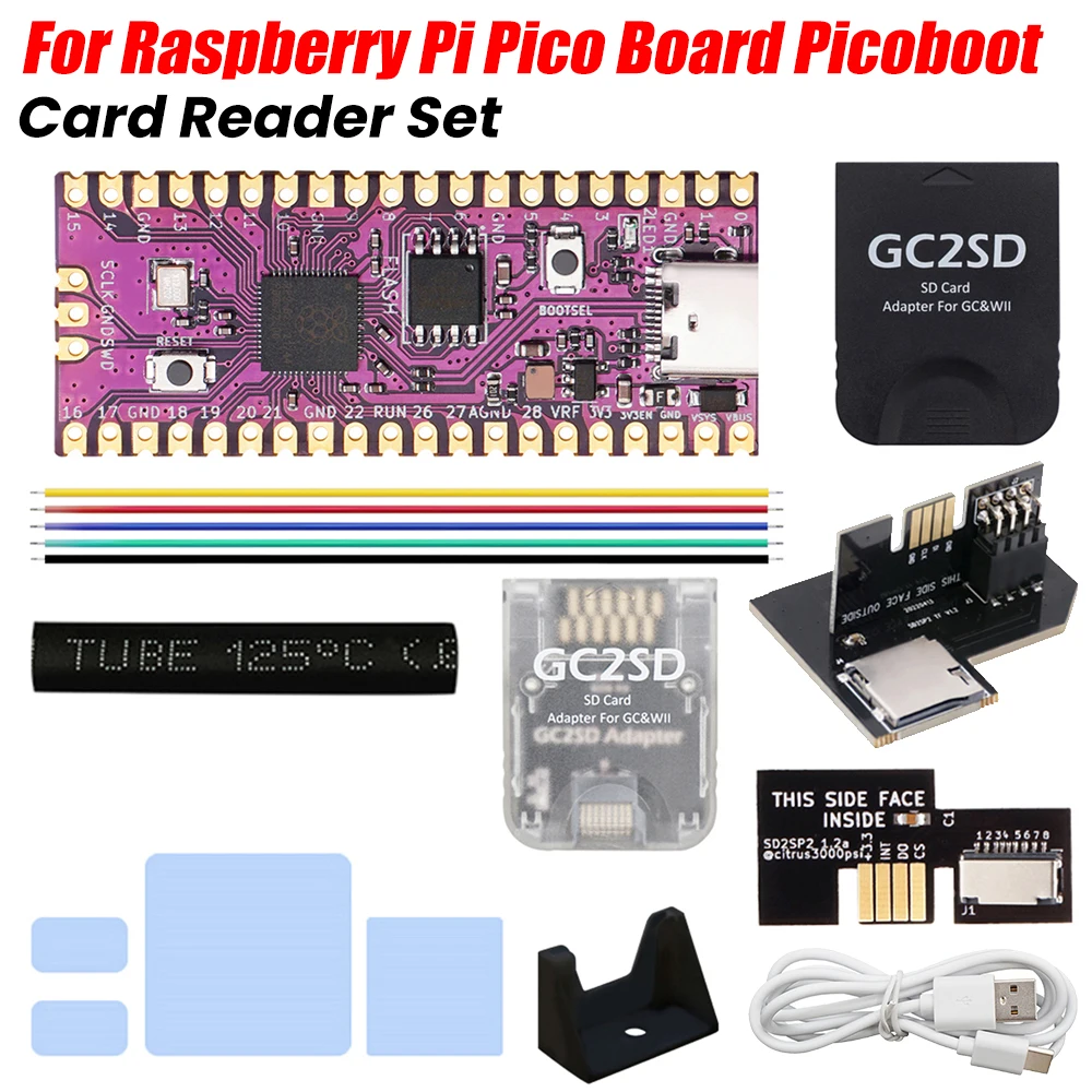 For Raspberry Pi Pico Board Picoboot IPL Replacement Modchip and SD2SP2 Adapter Card Reader For Nintendo GameCube Game Console