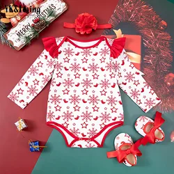 Newborn Baby Girl Clothes Infant Clothing Xmas Baby First Christmas Costumes Girls Bodysuit Rompers Party Outfit Sets Jumpsuit