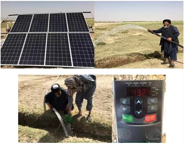Three-phase IP65 INVT solar inverter series with solar panels