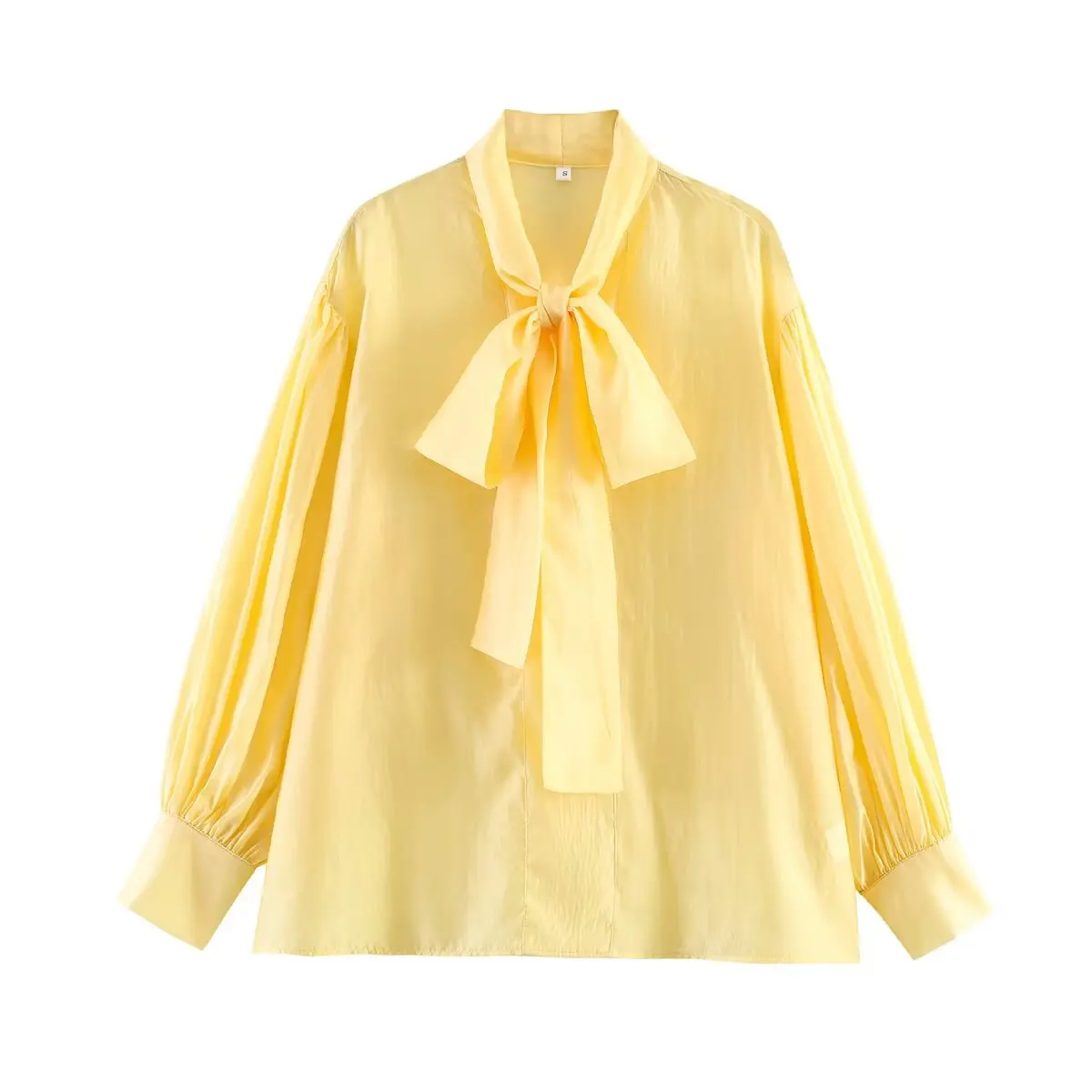 TFMLN Schicke Damen-Bluse mit Schleife, Eleganter Langarm-Pullover mit Schnürkragen, Vintage-Hemden, Einfarbige Damen-Oberteile im High-Street-Stil, Dünnes Top 2026 – Detail 2