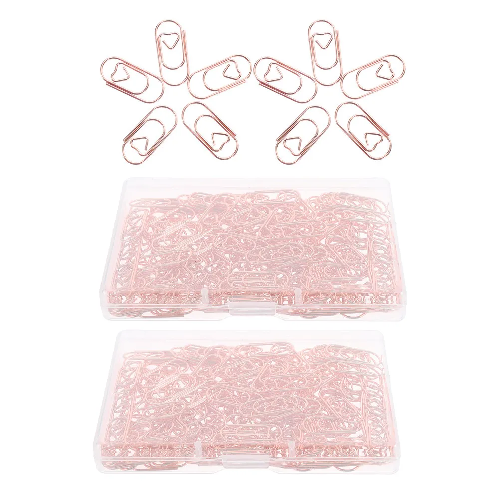 300Pcs Lovely Heart Shaped Metal Paperclips Tiny Compact Office Supplies for Paper Organization Bookmarks DIY Crafts Decorative