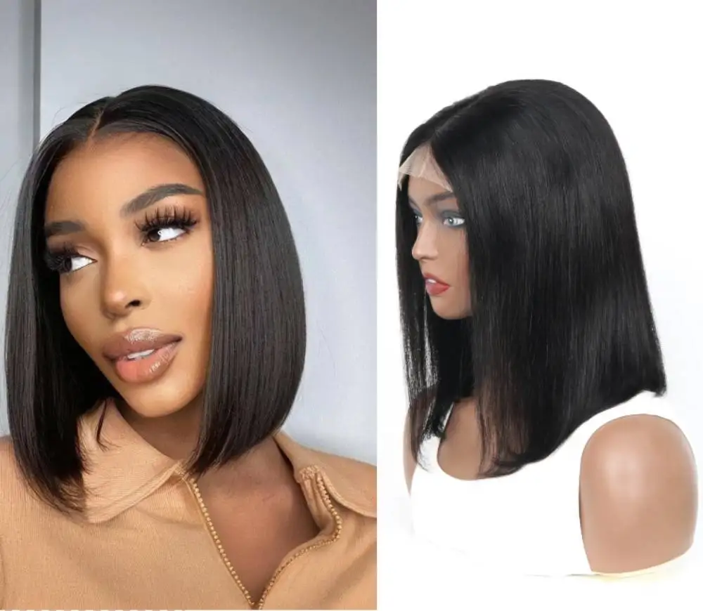 200% Density 13x6 Straight Bob Wigs 8-16 inches Natural Color Human Hair Lace Frontal Wig For Women