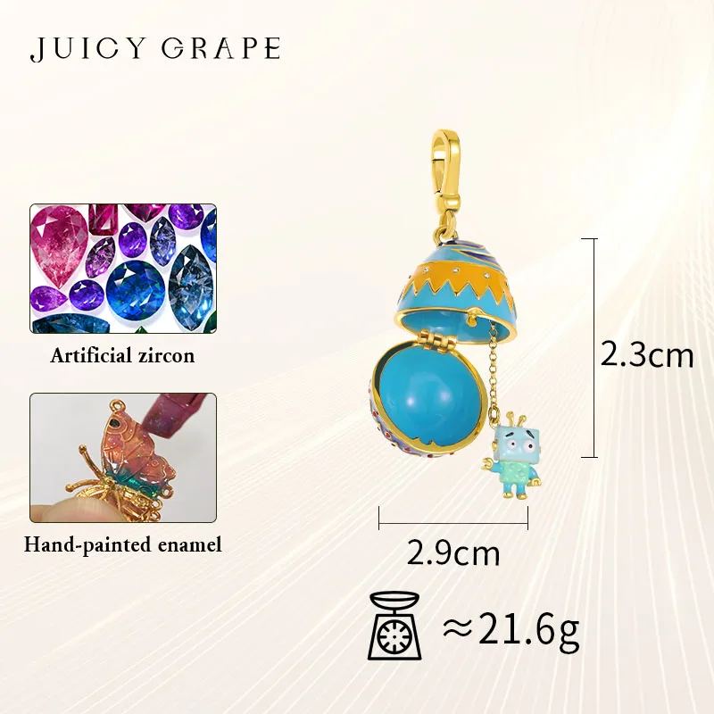 Juicy Grape Monster Key Chains Openable Robot Easter Egg Unisex Bag Charms Hand Painted Enamel Necklace Pendant Party Jewelry