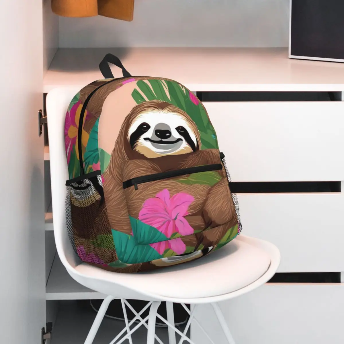 

Whimsical Sloth On Tropical Leaf Backpack Student BookBag Kids School Bag Computer Shoulder Bags for Boys Girls