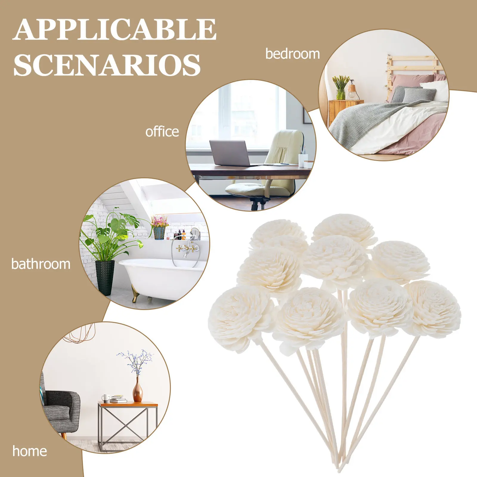 10Pcs Decorative Aroma Diffuser Sticks Essential Oil Diffuser Rods Artistic Floral Design Volatile Fragrance Enhancer Room Car