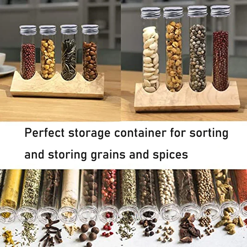 10Pcs 30-110ml Clear Plastic Test Tubes Bottle w/ Aluminum Screw Caps For Candy Spices Dried Flowers Storage Party Favors Decor