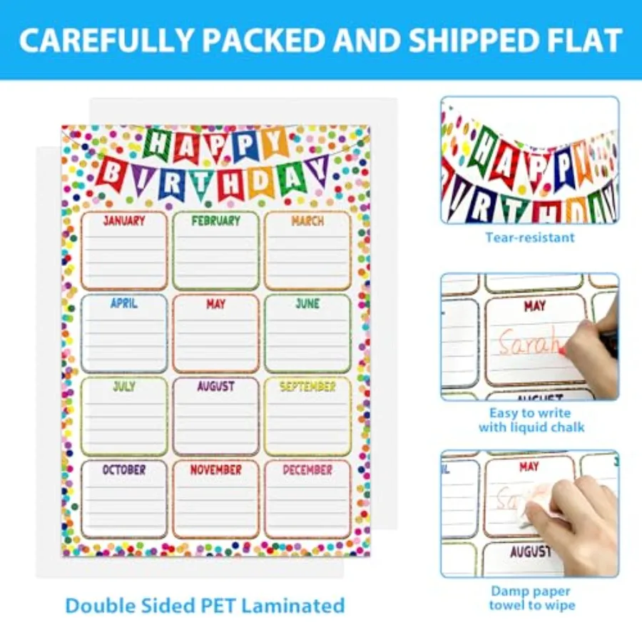 مخطط عيد ميلاد للفصل الدراسي، ملصق عيد ميلاد، تقويم ملصق قابل لإعادة الاستخدام، لوحة إعلانات مخطط يوم عيد ميلاد سعيد #5