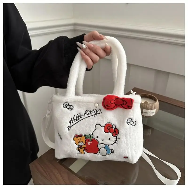 

Многофункциональная плюшевая сумка-кроссбоди Sanrio Kuromi Hello Kitty Melody с регулируемым плечевым ремнем, большой вместимости, подарок для подруги
