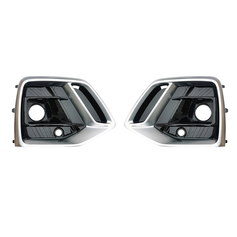 1Pair Car Silver+Black Front Bumper Fog Light Cover Bezel Racing Grille with ACC Hole for Q5 2021 2022