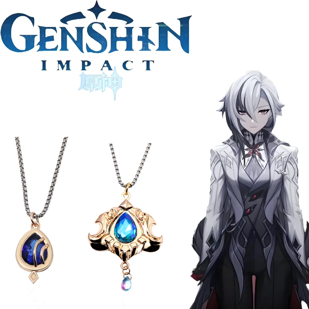 Game Impact Furina Focalors Neuvillette Cosplay Metal Necklace Fontaine God Of Justice Blue Vision Props Accessories