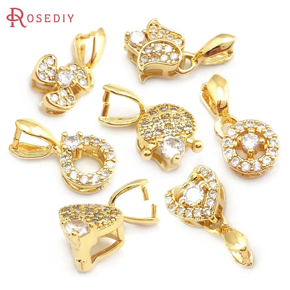 

6PCS 18K Gold Color Brass Zircon Necklaces Charms Connector High Quality Jewelry Diy Accessories