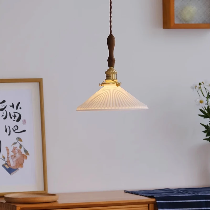 

Scandinavian Ceramic Hanging Lamp with Switch E27 Socket North Mini Brass Led Pendant Lights Adjustable Ceiling light Chandelier