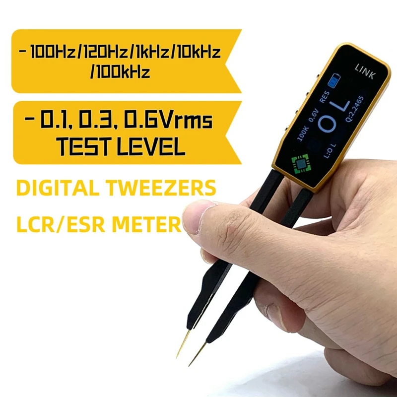 LCR Meter Tweezer Digital Display  LCR-1S 100Khz LCR Tester For Resistance Capacitance Inductance Voltage Diode Test Tool