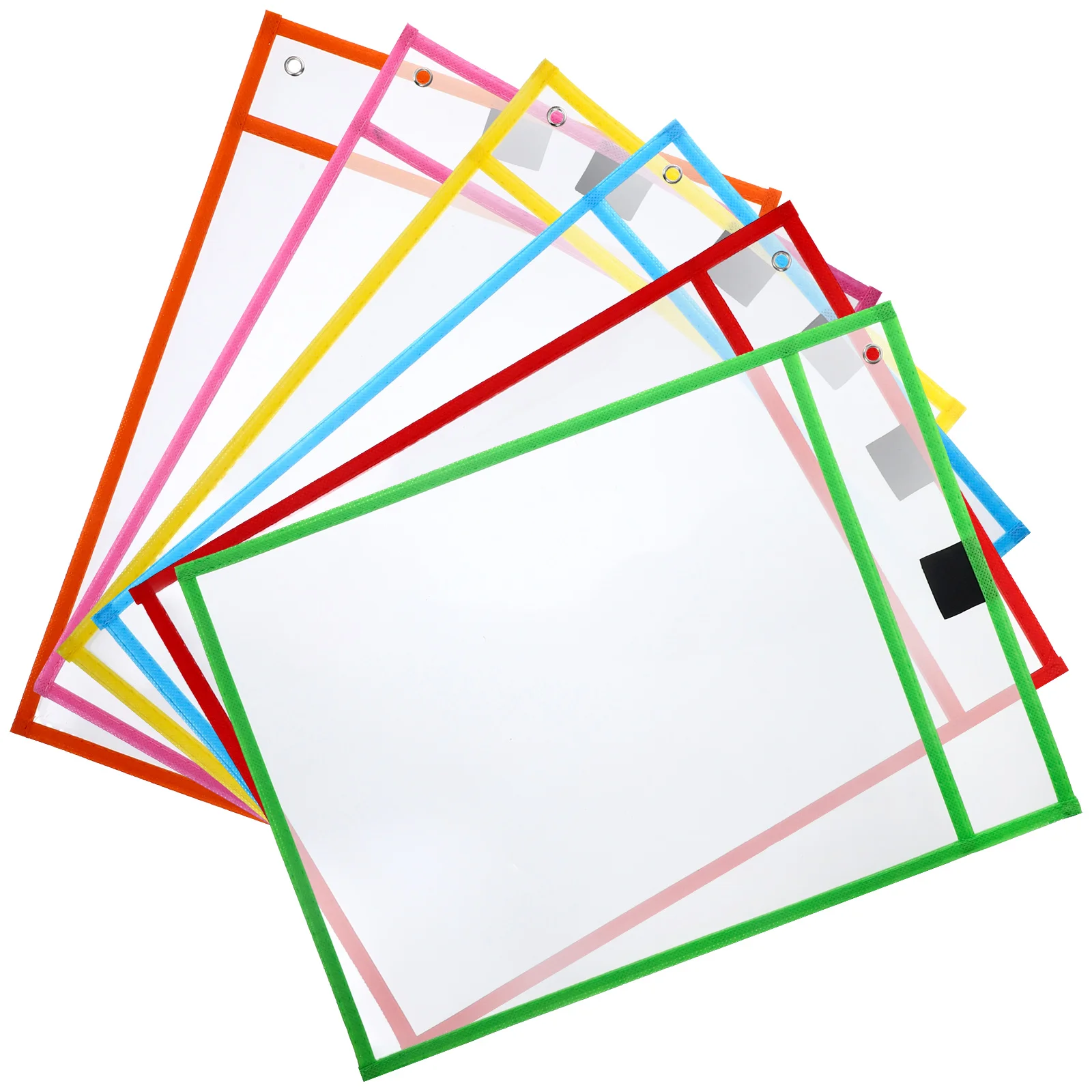 6Pcs Sheet Protectors Clear Design Paper Cover Loose Leaf Protector Paper File Protect Bag(Random Color)