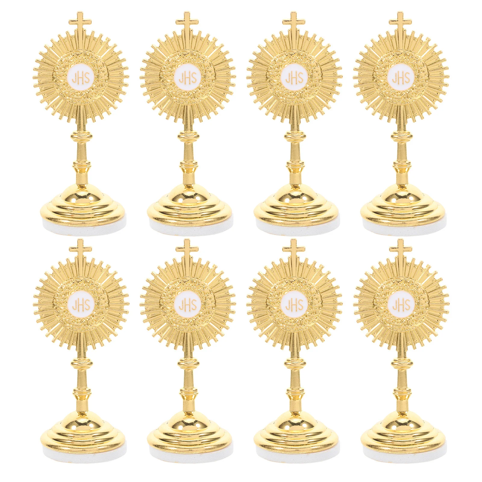 

8Pcs Religious Decoration Metal Altar Cross Tabletop Jesus Statue for Blessed Sacrament Chapel Worship Spiritual Display