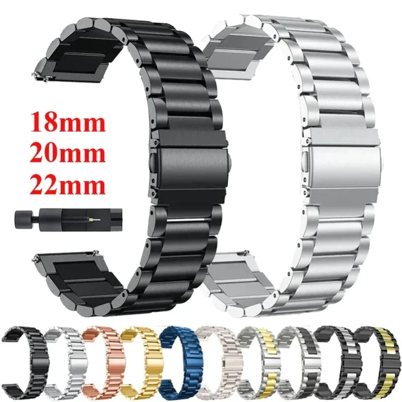 18mm 20mm 22mm Edelstahlarmband für Garmin Venu 4 3 2 2S 3S/Forerunner 55 158 245 255 645 745 965 970/Vivoactive 4 5 6 Band