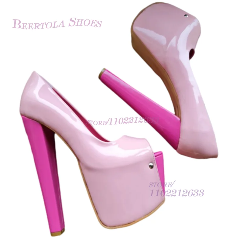 Pink High Platform Rose Red Sexy Sandals Women Cute Red Sugarbaby Heels Peep Toe Summer Pump Open Pole Dance Fuchsia 46Size Shoe