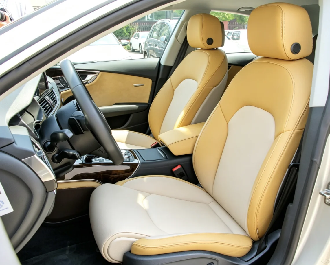 Für Audi A7 C7 2012~2016 Maßgefertigte Autositzbezüge Luxuriöses Nappaleder 100% Passgenau Innenraumzubehör 360 ° Vollständige Abdeckung – Detail 2