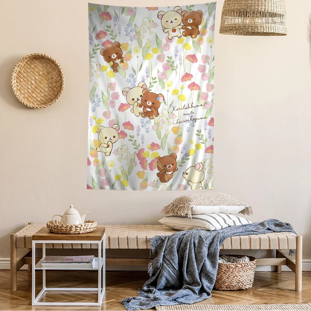 Cute Cartoon Rilakkuma Wall Tapestry Home Decoration hippie bohemian decoration divination INS Home Decor