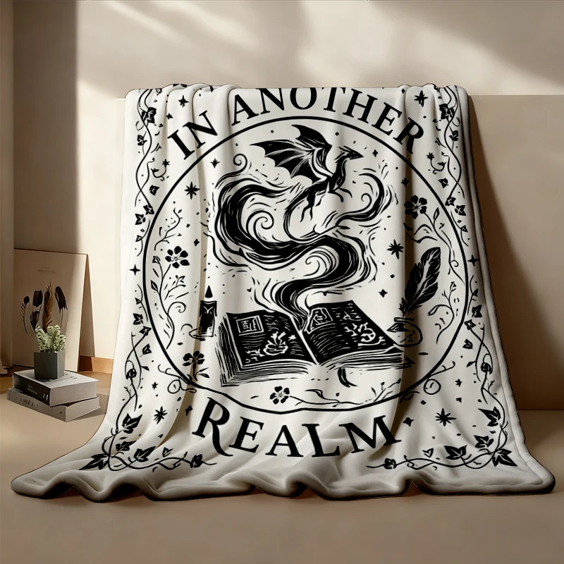 Fantasy Reader Dragon Comfort Flannel Blanket, Romantasy Booktok Flannel Throw Cozy Blanket