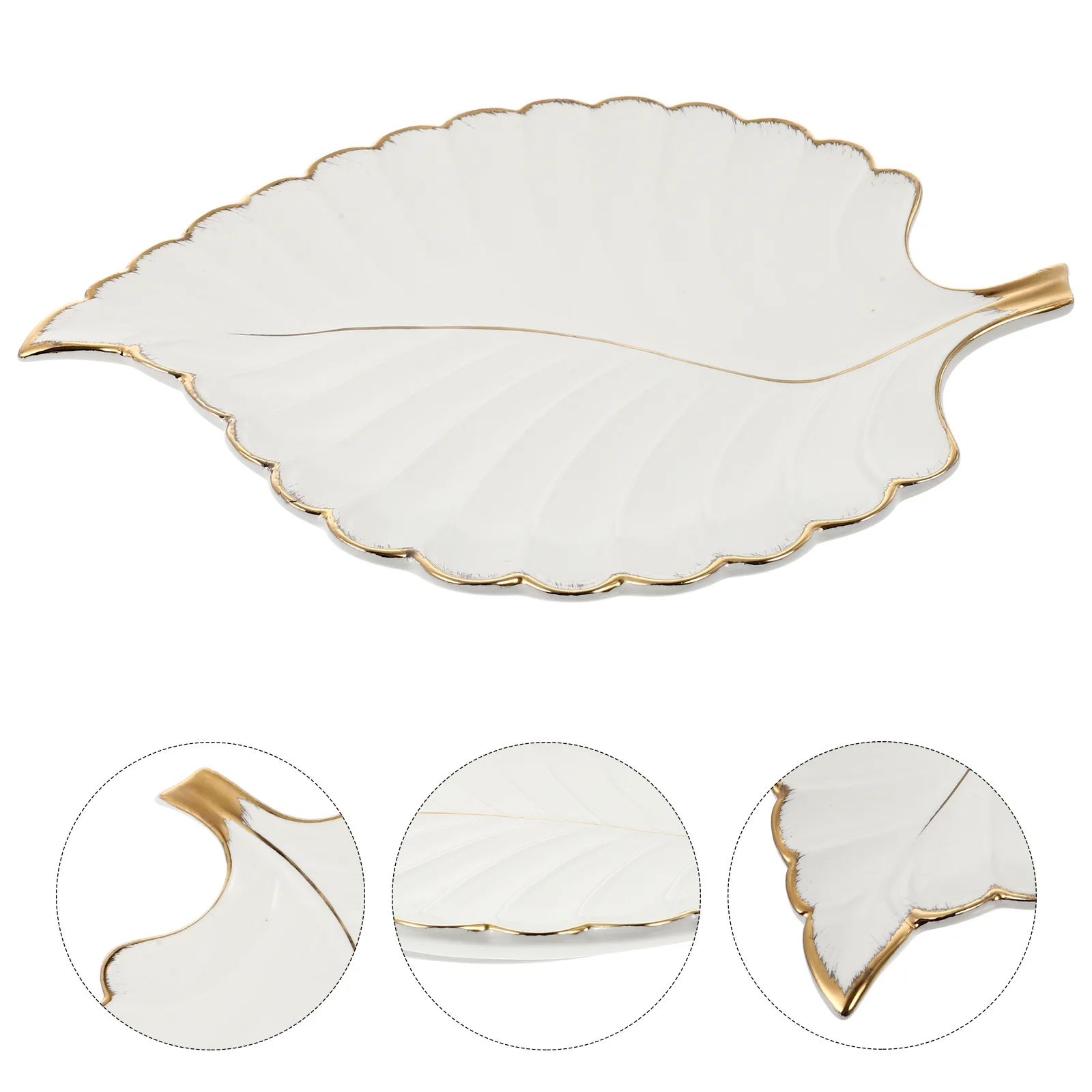 1Pcs Ceramic Leaf Shape Storage Tray Jewelry Organizer Decorative Desktop Holder for Rings Earrings Accessories