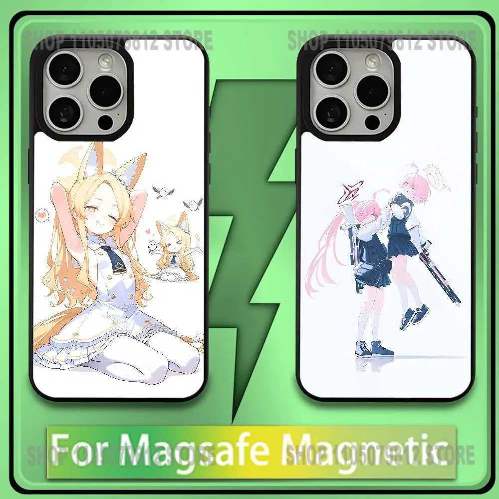 

Cartoon Cute Girl Blue A-Archive Phone Case For iPhone17,16,15,14,13,12,11,Plus,Pro,Max,Mini Magesafe Magnetic Wireless Charge