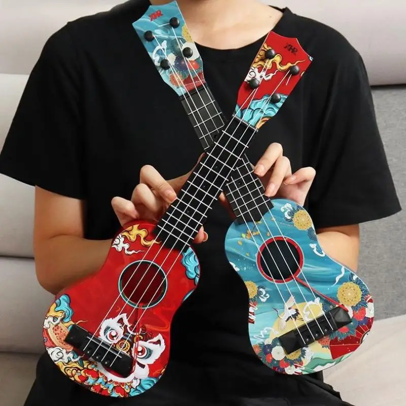 Mini 4 Strings Ukulele Guitar Toy Eco-friendly ABS Musical Instrument for Kids Beginner Early Music Education Gift