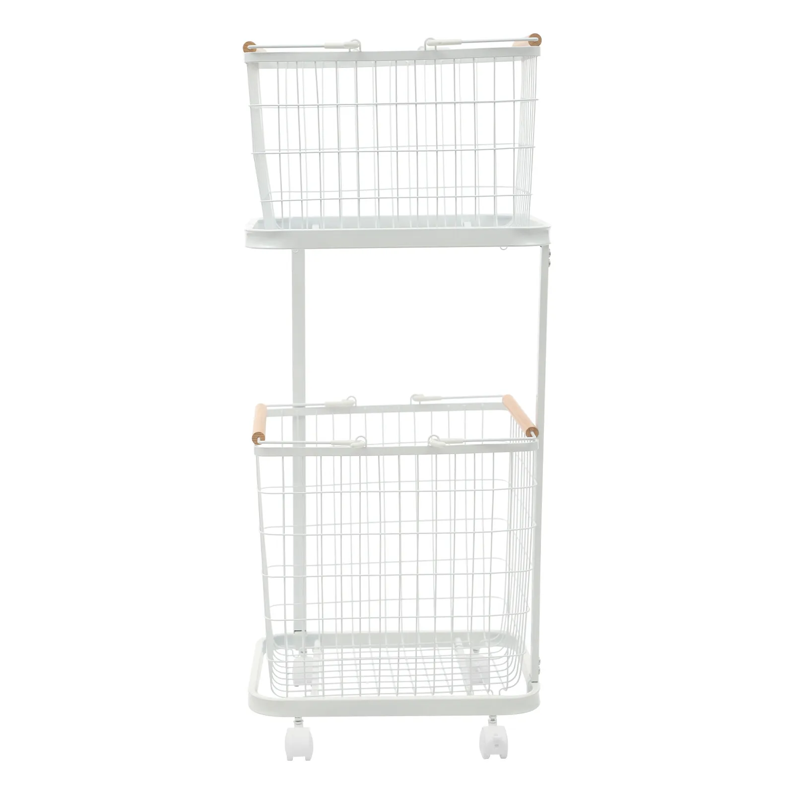 Cesta para la ropa sucia hueca de 2 niveles con ruedas universales lisas, espacioso para ropa sucia, liviana y resistente para el baño