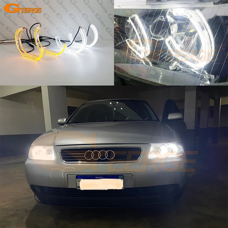 For Audi A3 8L 8P 2000 2001 2002 2003 2004 2005 2006 2007 Ultra Bright Crystal DTM M4 Style Led Angel Eyes Kit Halo Rings