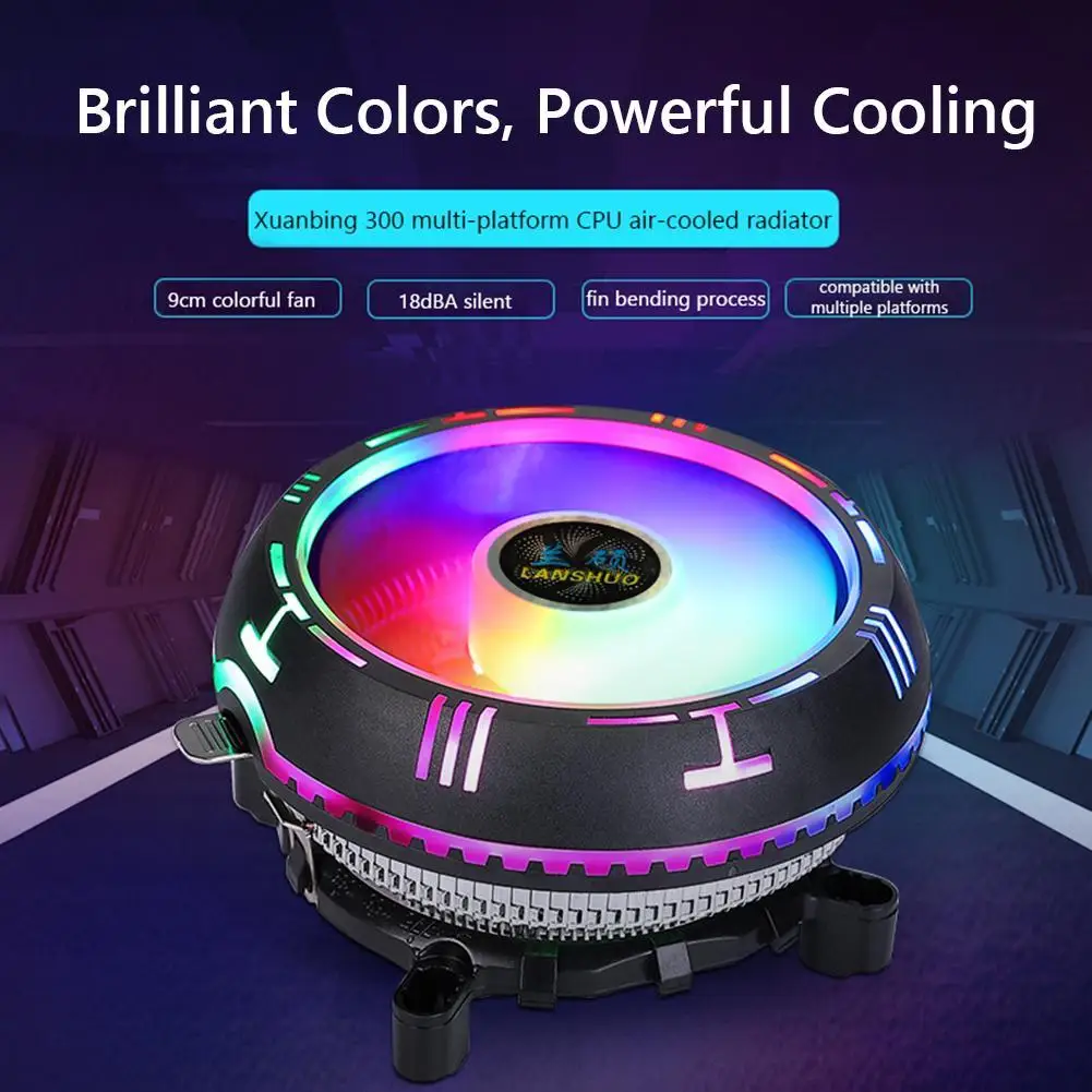 RGB Low Profile CPU Cooler with 90mm Silent Fan for AMD AM4 AM3+ AM3 AM2+ AM2 CPU Air Cooler for LGA 775 1150 1151