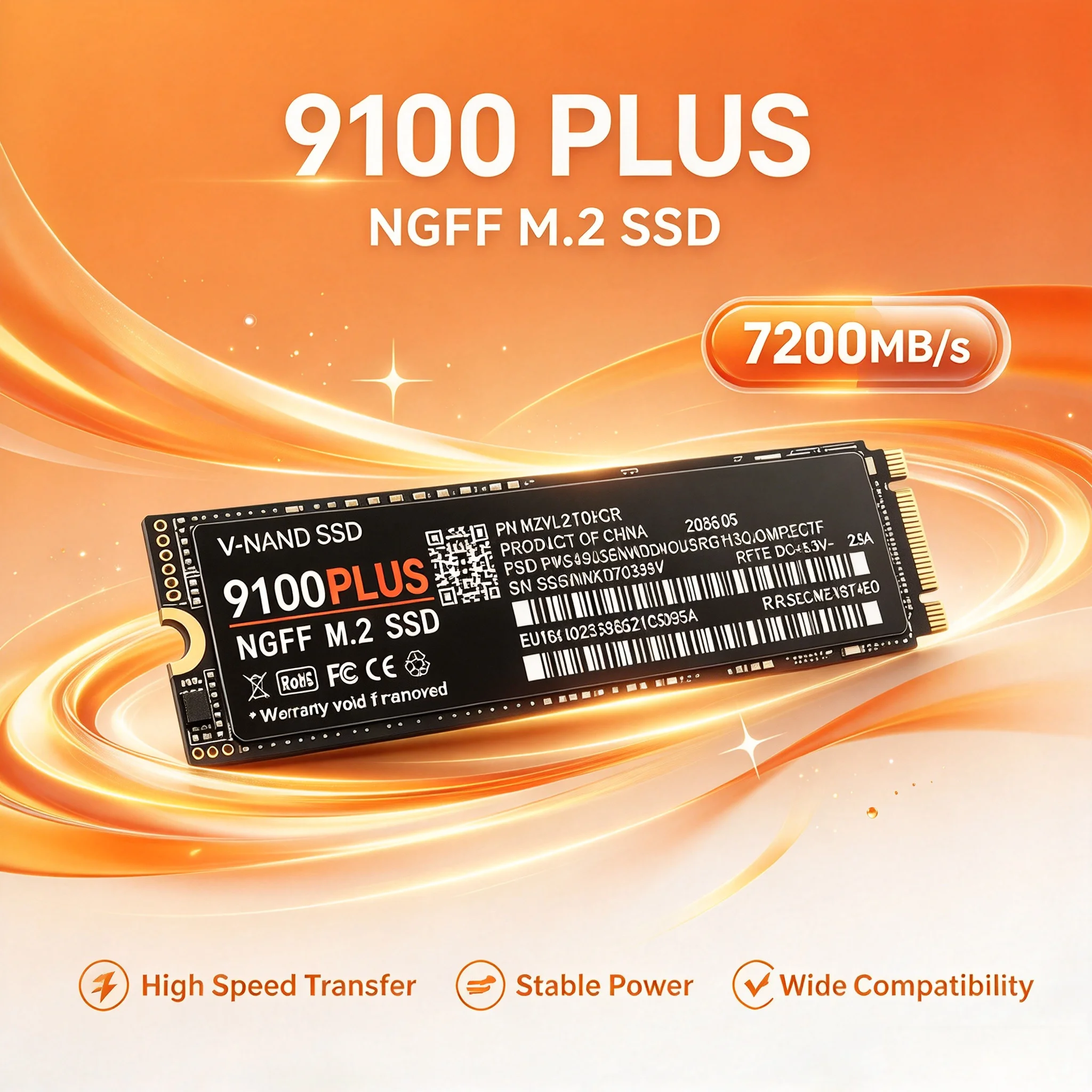 9100 PLUS M.2 2280 NGFF PCIe SSD 500GB 1TB 2TB 4TB Large Capacity Internal Solid State Disk Stable Performance for Laptop & Desk