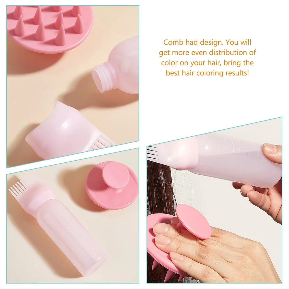 

2 Sets Hair Dye Comb Applicator Bottle for Easy Hair Coloring Styling Plastic Root Comb Tool Kit Wash Bottle Set