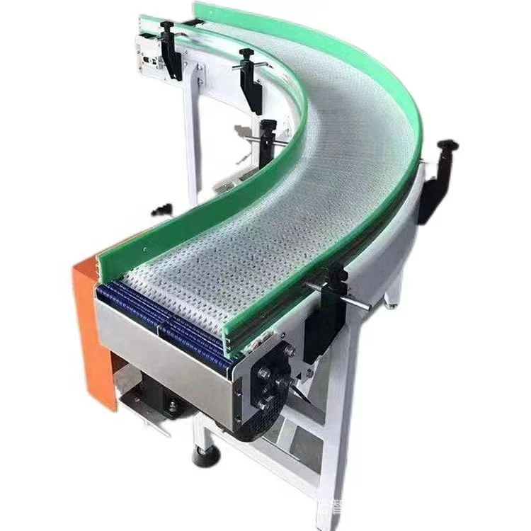 كفاءة بوم البلاستيك سلسلة لوحة الحزام الناقل ملء المشروبات تحول منحني شبكة حزام الناقل #4