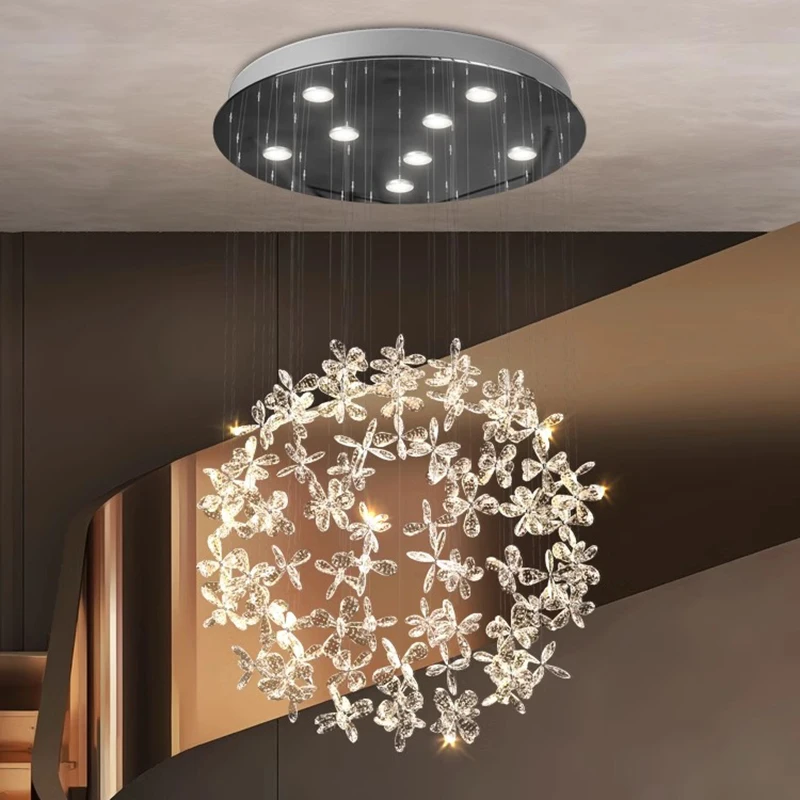 Imagem -05 - Smart Crystal Pendant Lights Decoração para Casa Moderna Lâmpadas de Salão para Sala de Estar Iluminação Interna