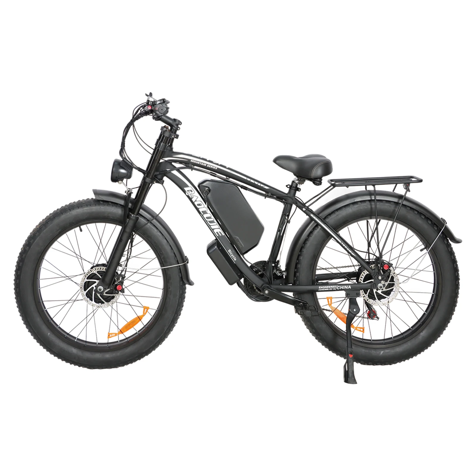 Baolujie DP-2602, elektrische fiets met dubbele motor, 3000W, 48V23AH, voor volwassenen, stadsfiets met 26 inch brede banden.