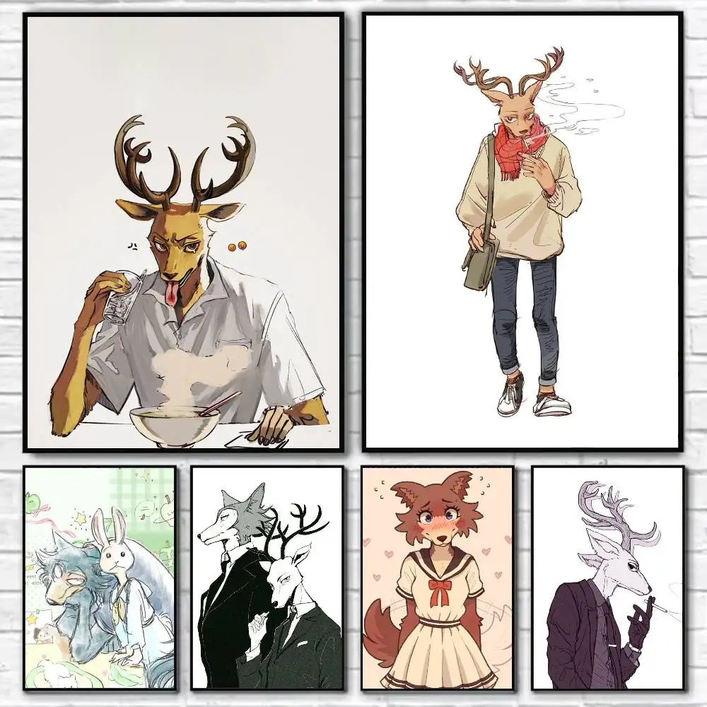 

Cartoon Anime B-Beastars Poster Self-adhesive Art Waterproof Paper Sticker Coffee House Bar Room Wall Decor