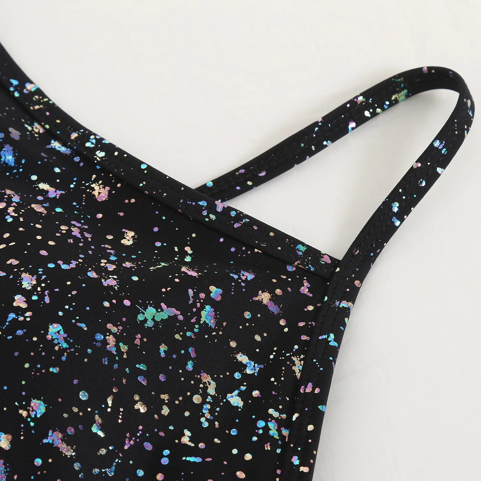 Maillot de bain élégant pour femmes, barboteuse à paillettes, bretelles Spaghetti, coupe ajustée, combinaisons élégantes, bretelles croisées, dos nu, une pièce