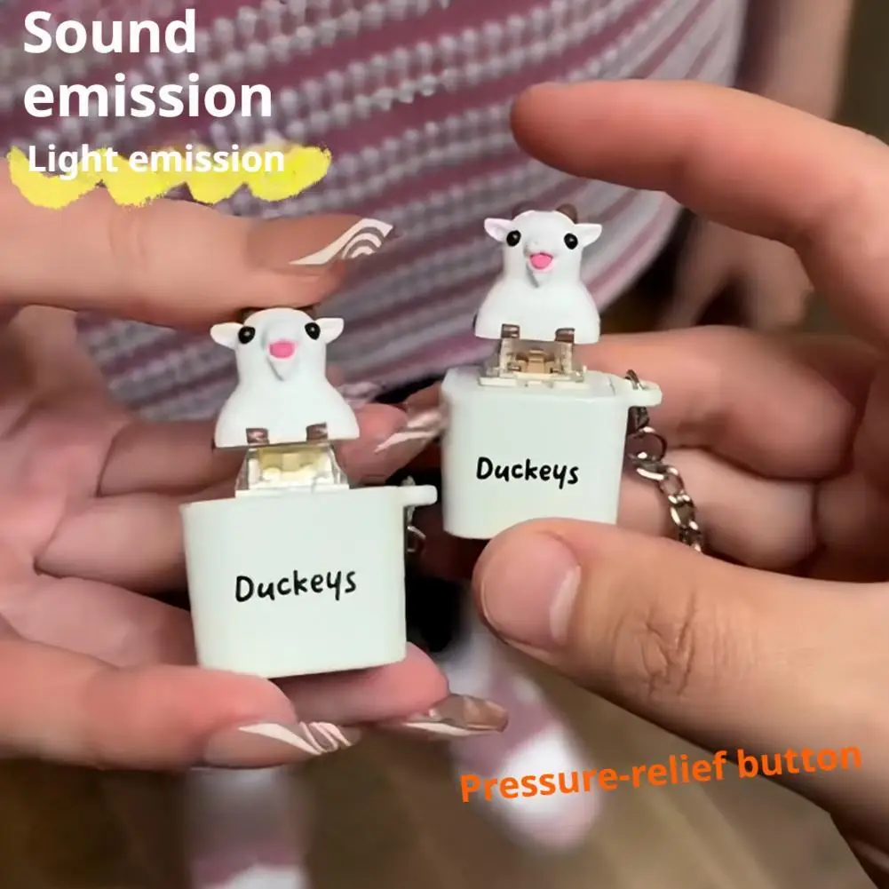 Baaaaa Cute Lamb With Sound LED Light Rechargeable Keychain Fun Goat Keyboard Clicker Relieves Stress Toy