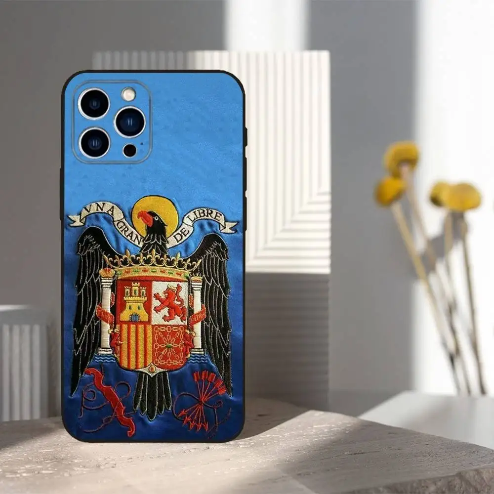 Capa de telefone civil com emblema da guarda espanhola para iPhone 16,15,14,13,12,11 Plus, Pro Max, XS, X, XR, SE, Mini, 8,7, capa preta de silicone macio