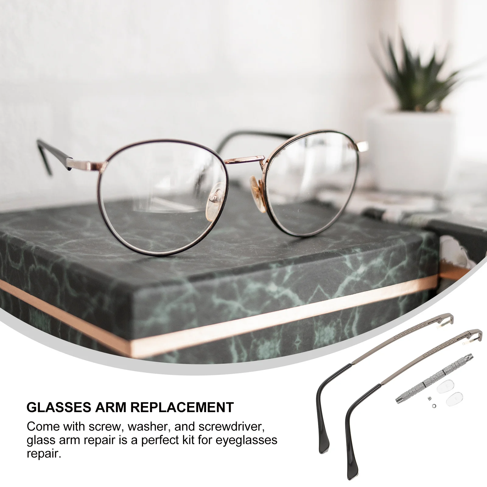 

1Set Glasses Repair Kit Eyeglasses Arms Nose Pads Screws Screwdriver DIY Replacement Parts for Sunglasses Frames