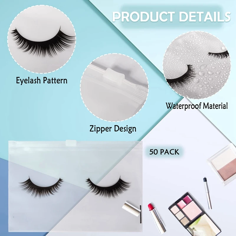 100Pcs Eyelash Aftercare Bags Lash Bags For Clients Cute Lash Packaging Bags 50 Drawstring And 50 Zipper Cosmetic Bags